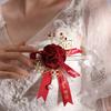 2Pcs/Set Chinese Wedding Corsages Romantic Bow Decor Alloy Traditional Bride Groom Brooches Pin for Wedding Engagement Anniversary