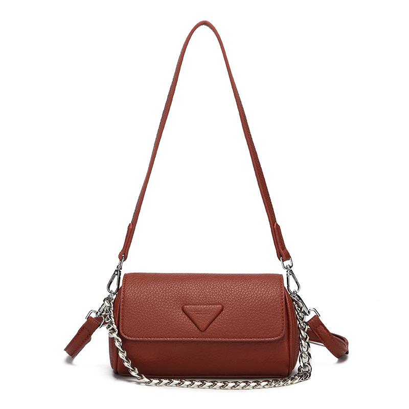 Retro Texture Bag Women'S Fashion Cylinder Pillow Bag Solid Color Shoulder Oblique Span Bag