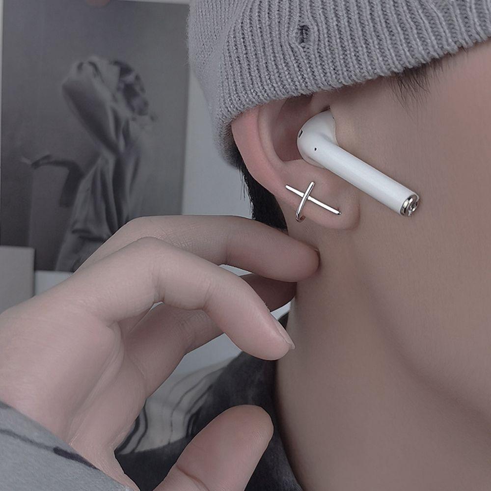 Punk Silver Plate Women Trend Cross Geometry Men Earrings Korean Style Earrings Metal Ear Studs
