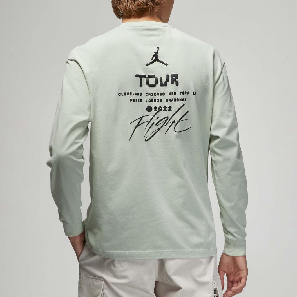 Men's Air Jordan Alphabet Printing Solid Color Round Neck Long Sleeves Aqua Blue T-Shirt DN3411-017