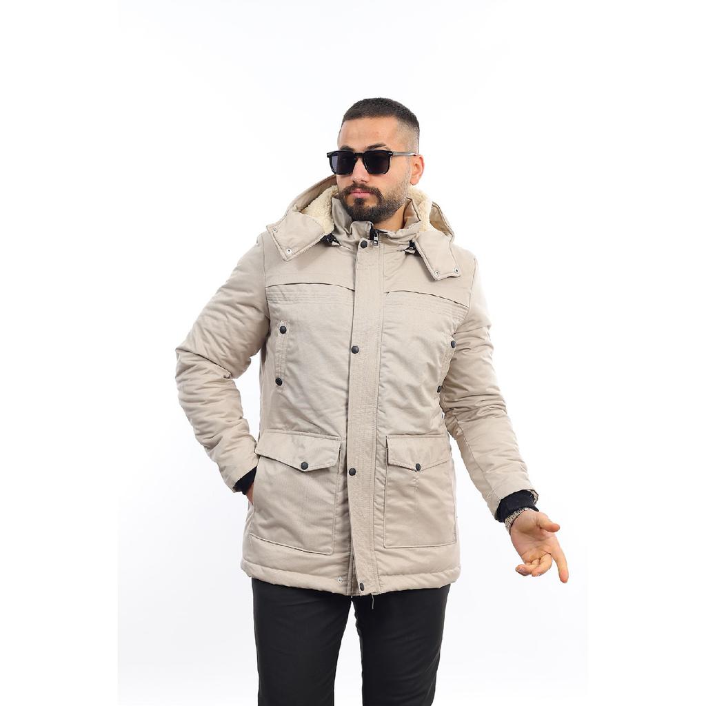 Зимнее мужское пальто на меховой подкладке