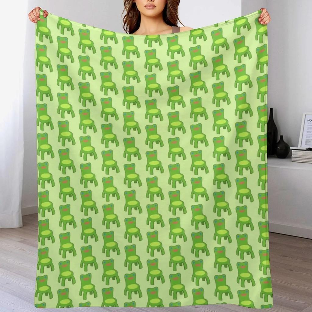 Classic Froggy Chair Outlined Throw Blanket Air Conditioner Soft Blanket for Office Home