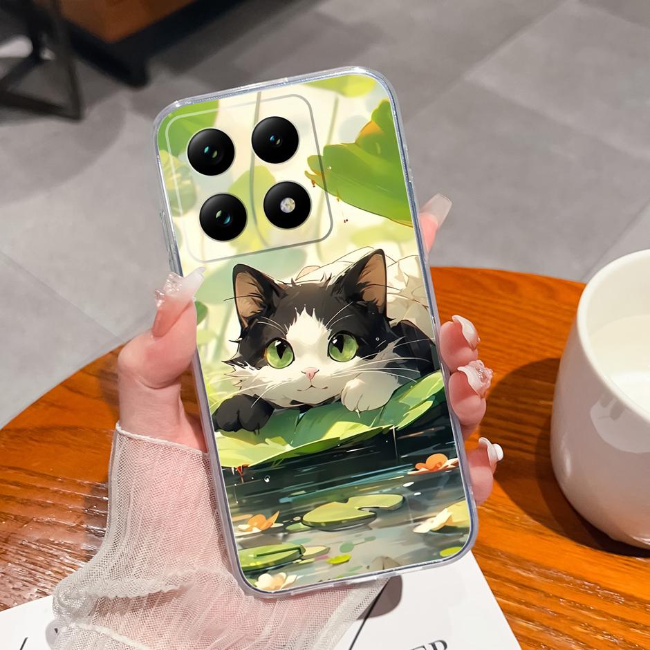 Чехол для Xiaomi 15T 15T Pro Милый Кот-Астронавт Защита от отпечатков пальцев Модный Прозрачный Корпус Для xiaomi15t 15tpro Защита
