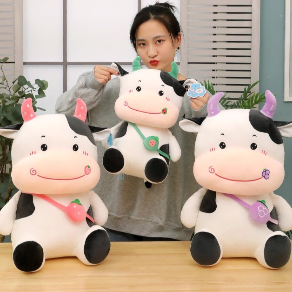 Simulation Cow Plush Toy Animal Kid's Accompany Dolls Cartoon Milk Cow Plush Doll Sofa Ornament