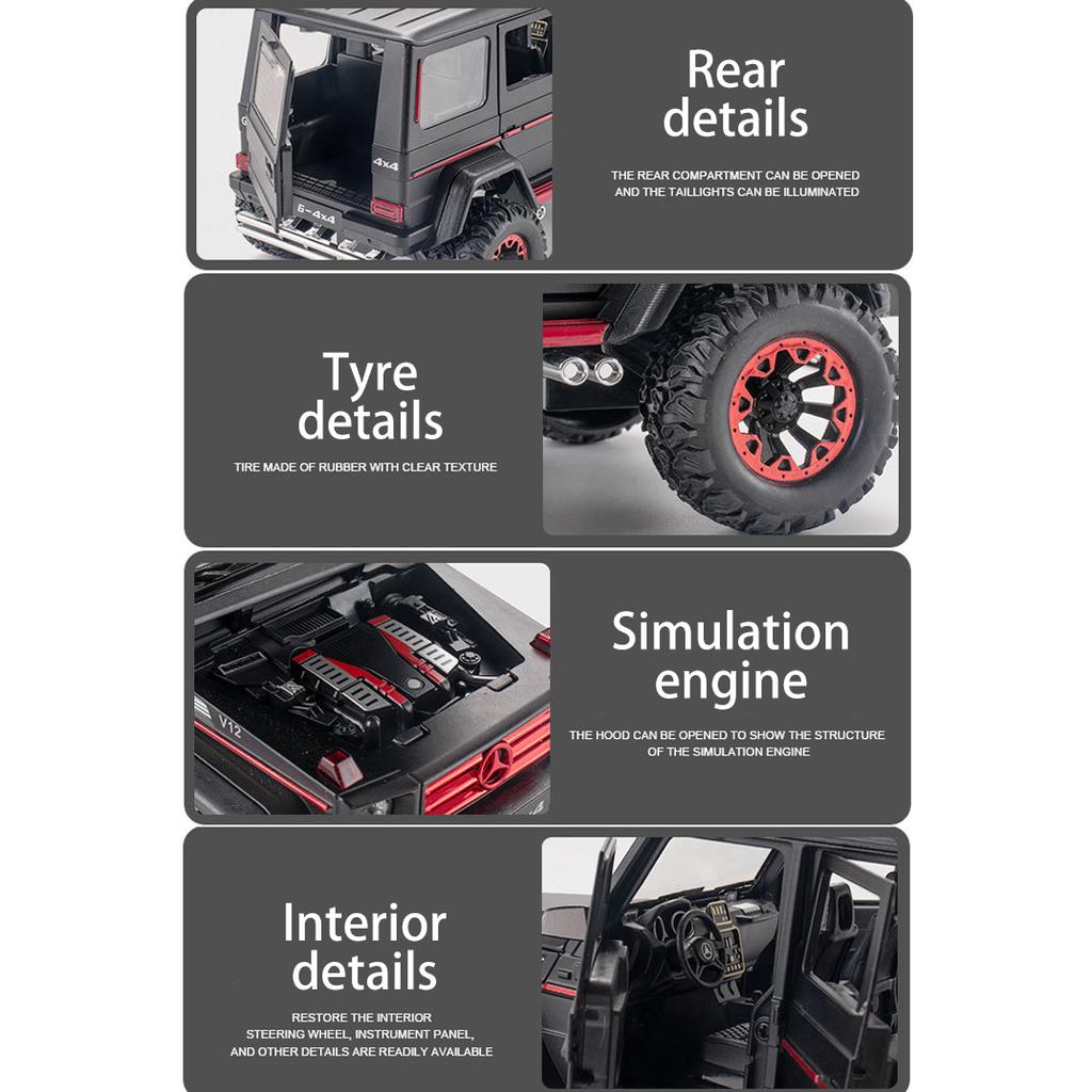 1/24 масштаб Benz G500, литая под давлением модель автомобиля, игрушечный автомобиль с откатным механизмом, звуком и светом для детей, коллекция подарков для мальчиков и девочек
