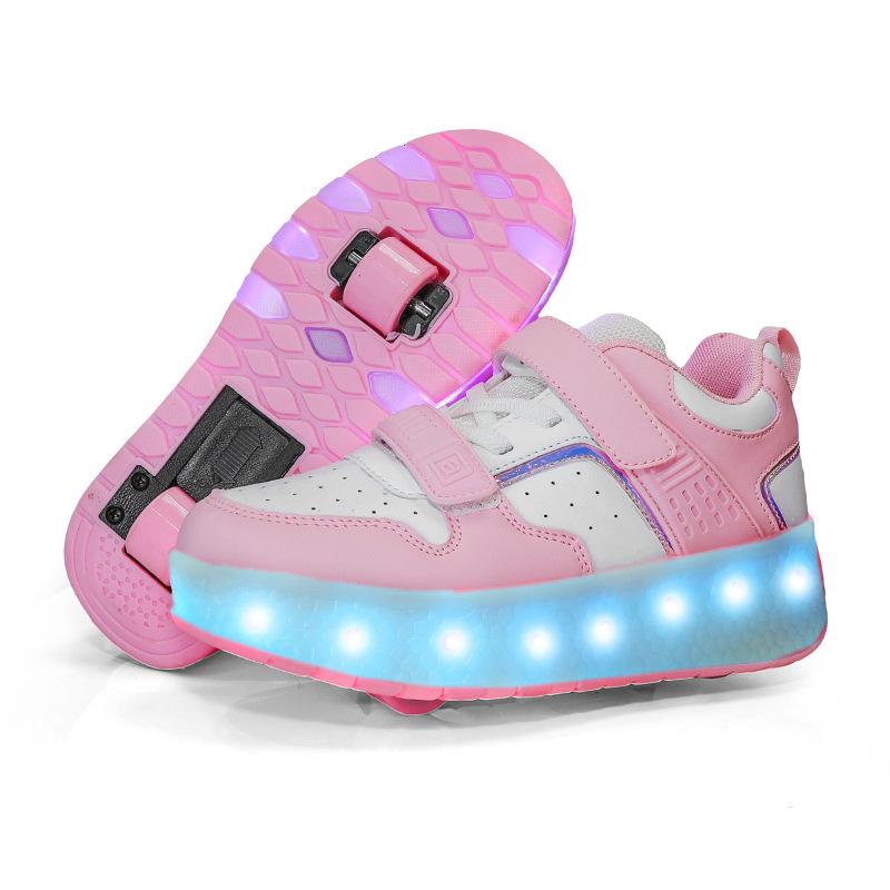 Прямые продажи с фабрики, взрывная обувь, мужские и детские двухколесные заряжаемые кроссовки, высокая ценность 6-16 лет, роликовые коньки с колесами