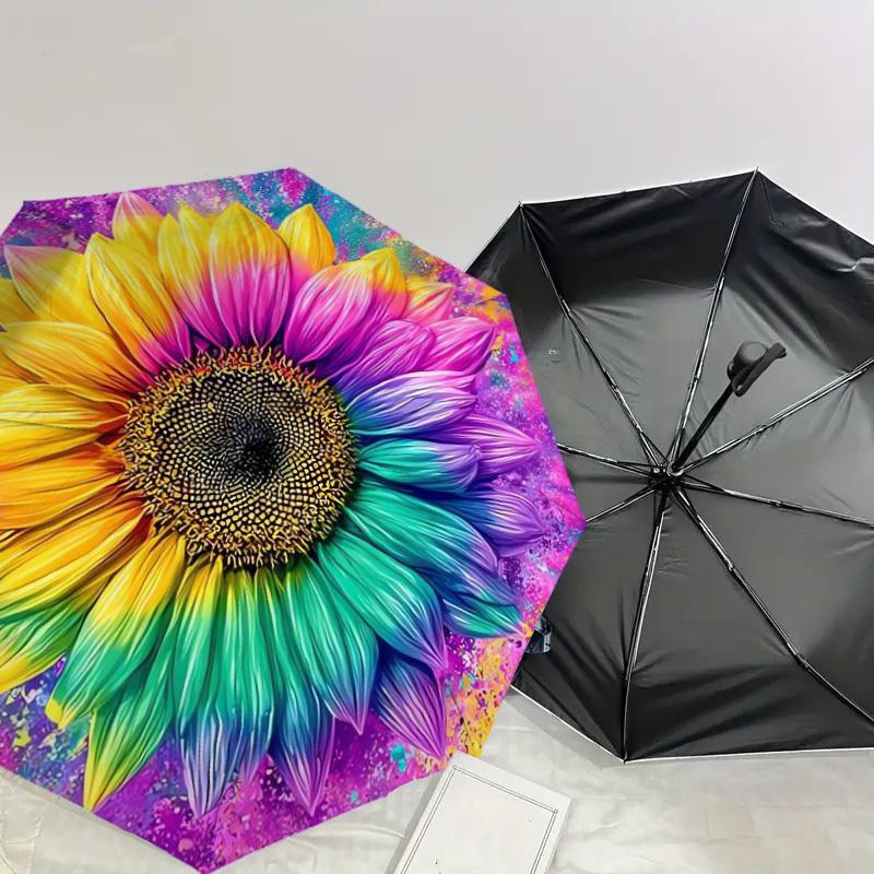 1pc Colorful Sunflower Artwork Umbrella with Plastic Handle,Suitable for All Seasons Home Travel Outdoor UmbrellaDD1367