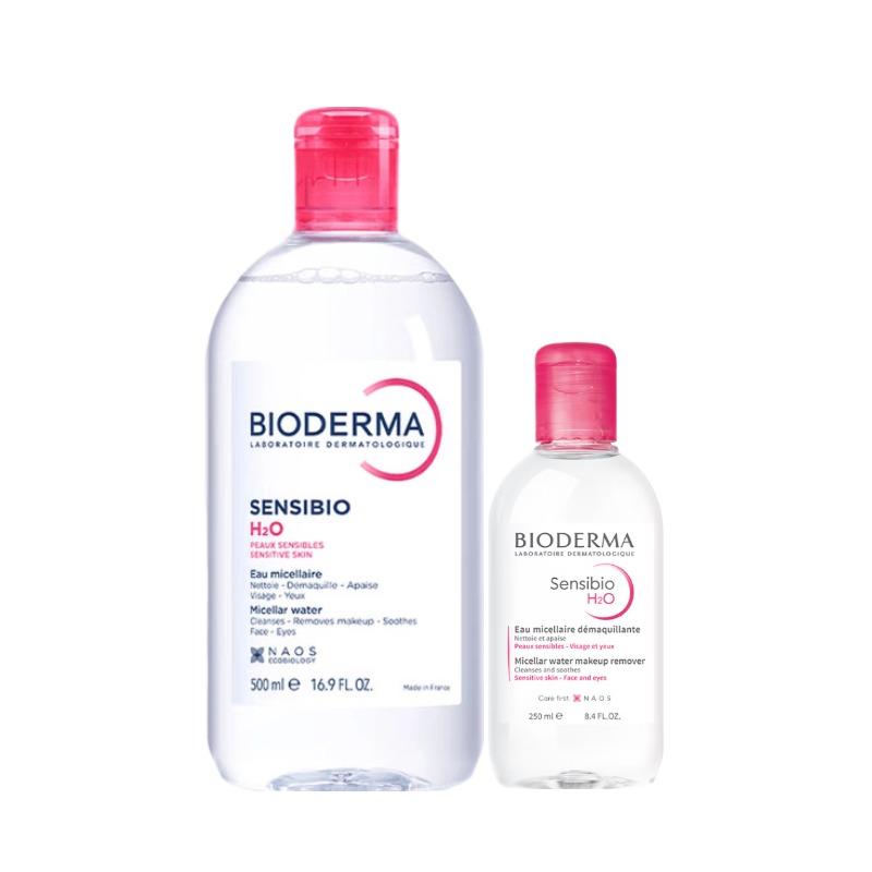 Bioderma Смывка для макияжа с водой и пудрой для чувствительной кожи, мягкое успокаивающее средство, 500 мл, 250 мл