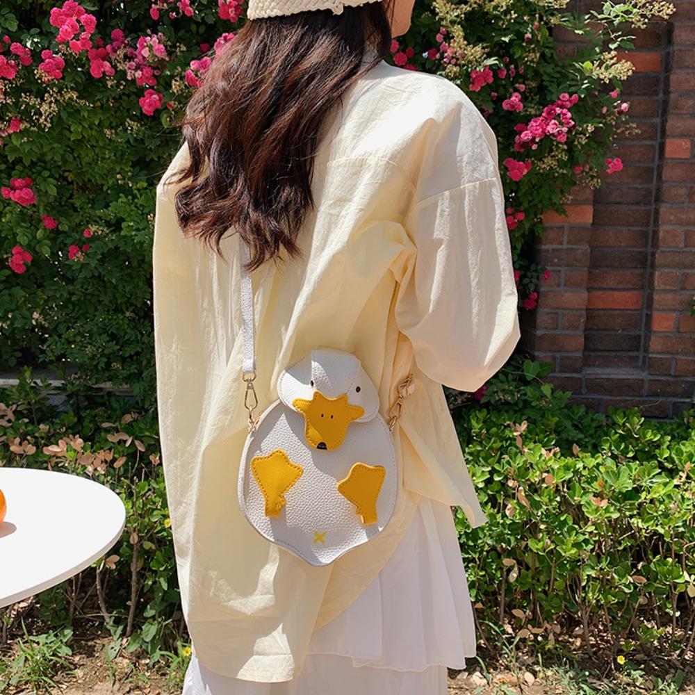 Contrast Color Cartoon Duck Bag PU Leather Crossbody Bag Fashion Duck Shape Bag  Girls