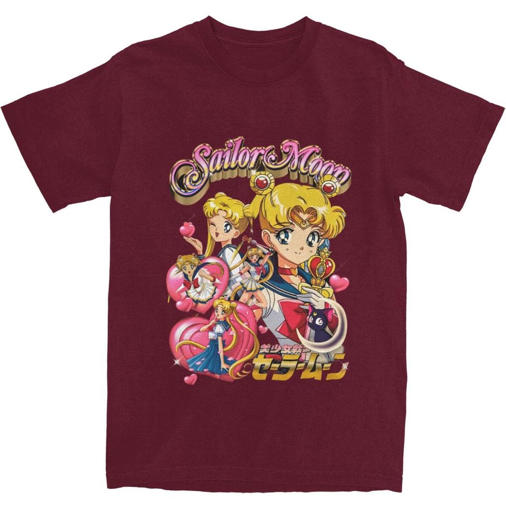 Vintage Sailors Moons Anime Tshirt Men's Round Neck Short Sleeve Clothes Cotton Summer Tops