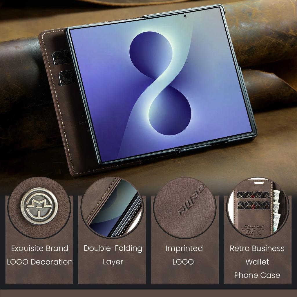 Luxury Retro Flip Card Slot Wallet Leather Case For Samsung Galaxy Z Fold 8 7 6 5 4 Fold8 Fold7 Fold6 Fold5 5G Shockproof Cover