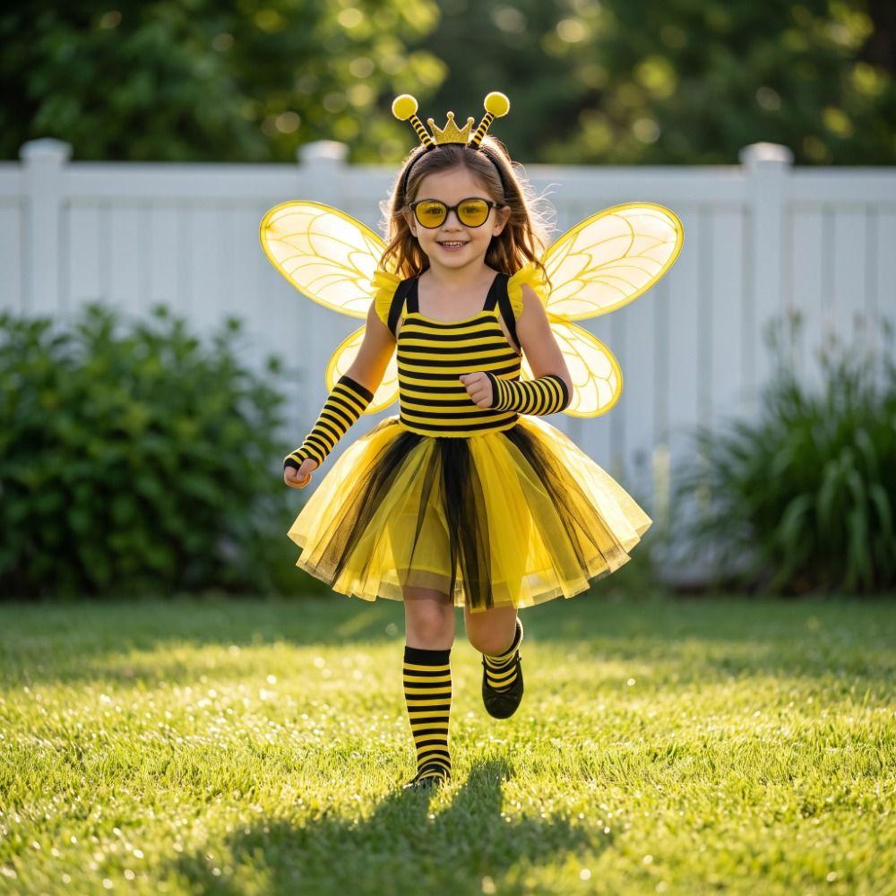 Bugs Bee Cosplay Wings Suit Insect Cosplay Fly Wings Yellow Bee Fly Wings Dress Up Accessories
