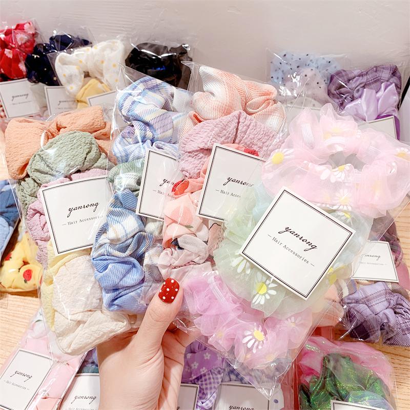 Новые 5 шт./компл. резинки для волос ярких цветов с принтом для женщин, милая повязка для волос, держатель для хвоста, эластичная резинка, модные аксессуары для волос