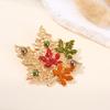 Elegant Maple Brooch for Women Vintage Inspired Alloy Crystals Embellished Accessory for Weddings Parties Daily Wear