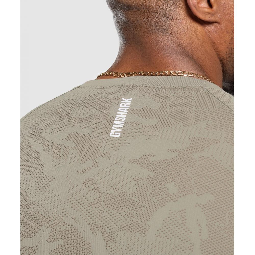 Gymshark Футболка с геометрическим узором, бесшовная, льняная, коричневая, камуфляжная, коричневая A5a2d Nb2d