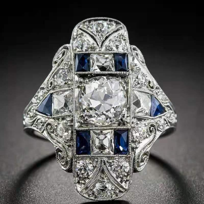 Кольцо Weiya White Sapphire Zircon Square Ring - европейская и американская мода на свадебные украшения