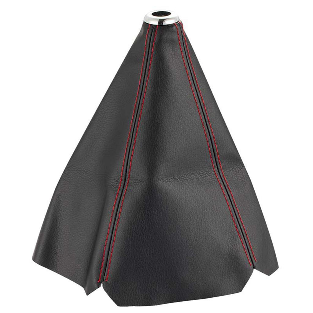Universal Leather Style Shift Knob Boot Foot Knob Cover Dirt (Red Stitching) Premium Easy Installation