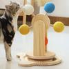 Колесо обозрения Игрушка для кошек 2-в-1 Интерактивная вращающаяся игрушка с треком для мячей Деревянное колесо-вертушка Игрушка с сизалевыми шариками для царапания для домашних кошек
