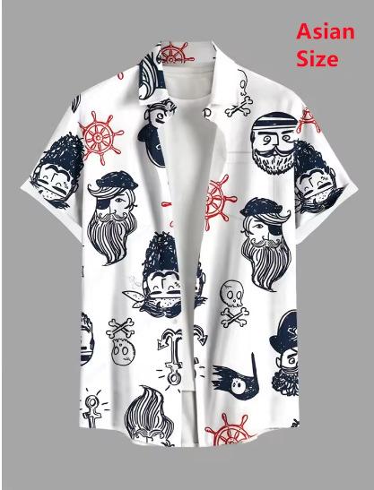 Summer Men's Coconut Tree Shirt Short Sleeve Top Casual Hawaiian Shirt Turning Casual Shirt Button On