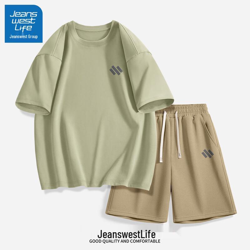 JEANSWEST LIFE Мужской комплект: хлопковая футболка и шорты большого веса