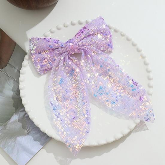 Girls Hair Pin Shiny Sequins Lightweight Breathable Fabric Hair Clip Bow Hair Accessories Party Photo Prop