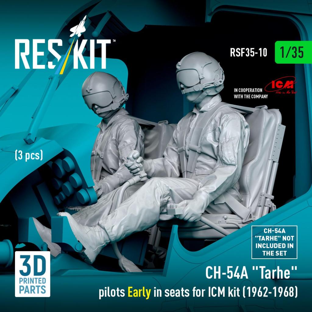 Reskit 1/35 CH-54A Tarhe Crew with Seats, Early 1962-1968, Set of 3 (for ICM), Plastic Model Kit Parts, RSKF35-0010 (Airplane)