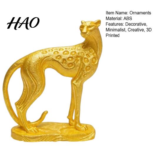 Decorative Leopard Print Art 3D Printed Cheetah Ornament, Modern Standing Sculpture, Artistic Shelf Decoration Animal Figurine with Stable Base