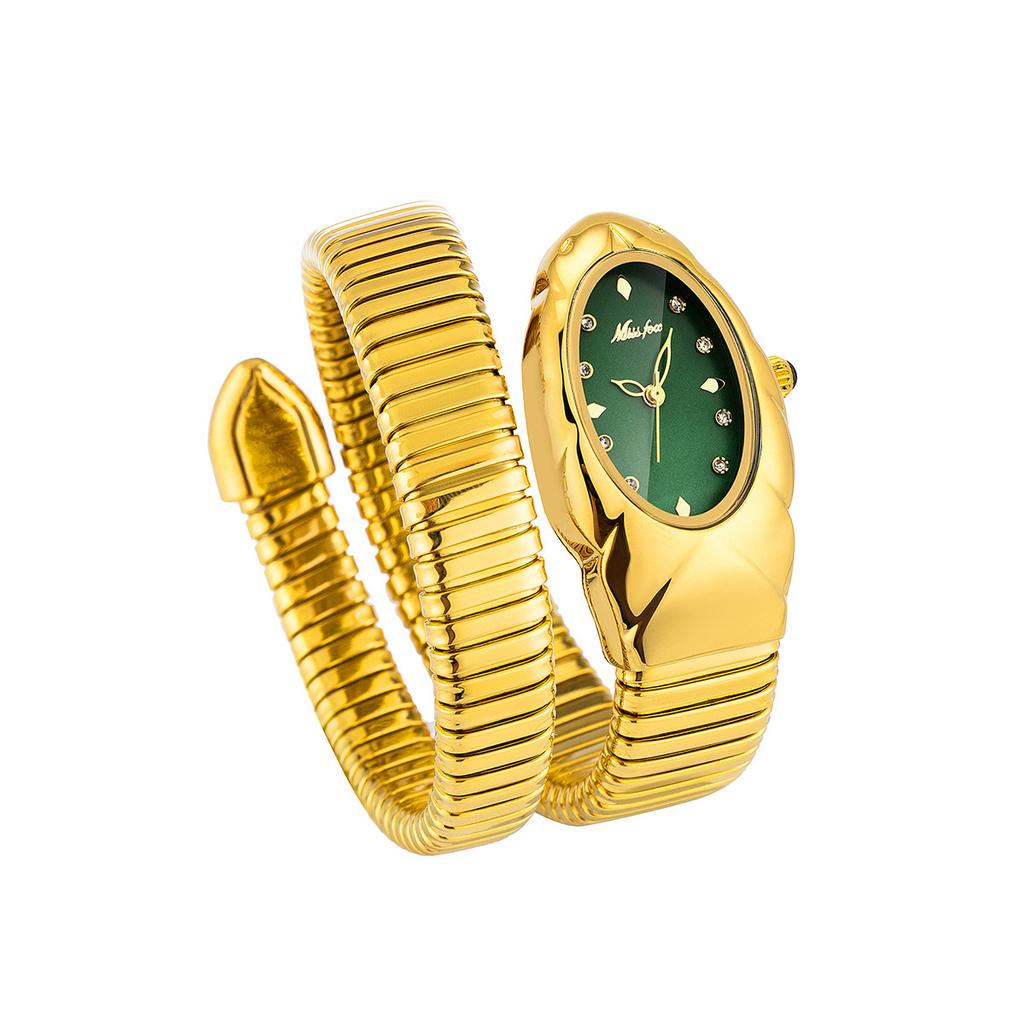 MISSFOX Женские часы-браслет Змея из нержавеющей стали Модные Золотые Женские часы Часы Роскошные Женские Наручные часы Водонепроницаемые часы