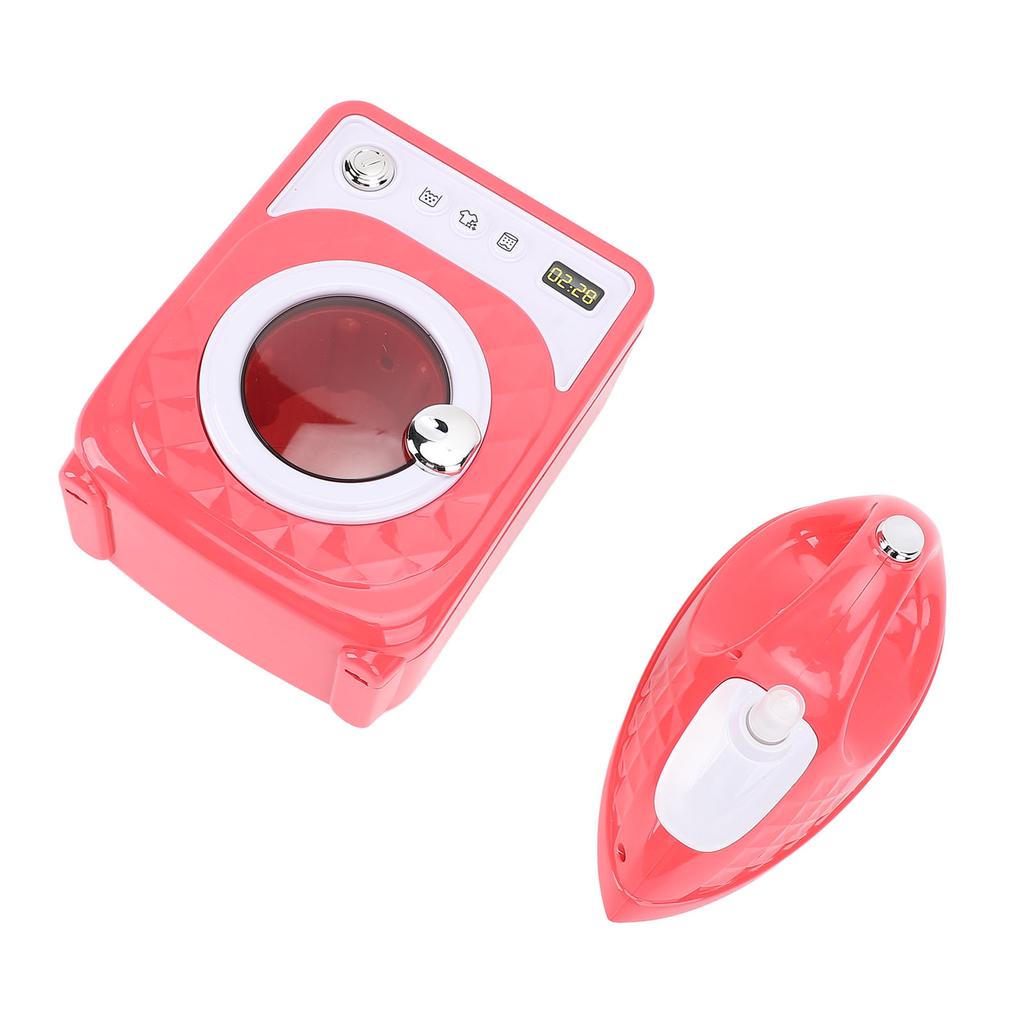 Pretend Laundry Set Battery Powered Washer and Ironing Board Playset Educational Role Playing Toys