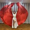 1 Set Performance Telescopic Rod 360 Wings Egyptian Degree Belly Dance Cape with Costume Pleated Bright