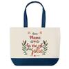 Sac shopping - PLANETEE - Mamé la vie est plus jolie - Fond bleu - Coton 40x45 cm - Grand format