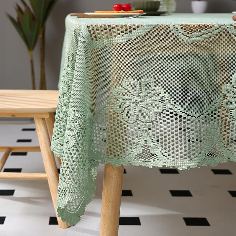Элегантная кружевная скатерть прямоугольная, полиэстеровая французская романтическая трикотажная ткань, покрытие для стола, машинная ажурная конструкция, украшение для домашнего обеденного стола