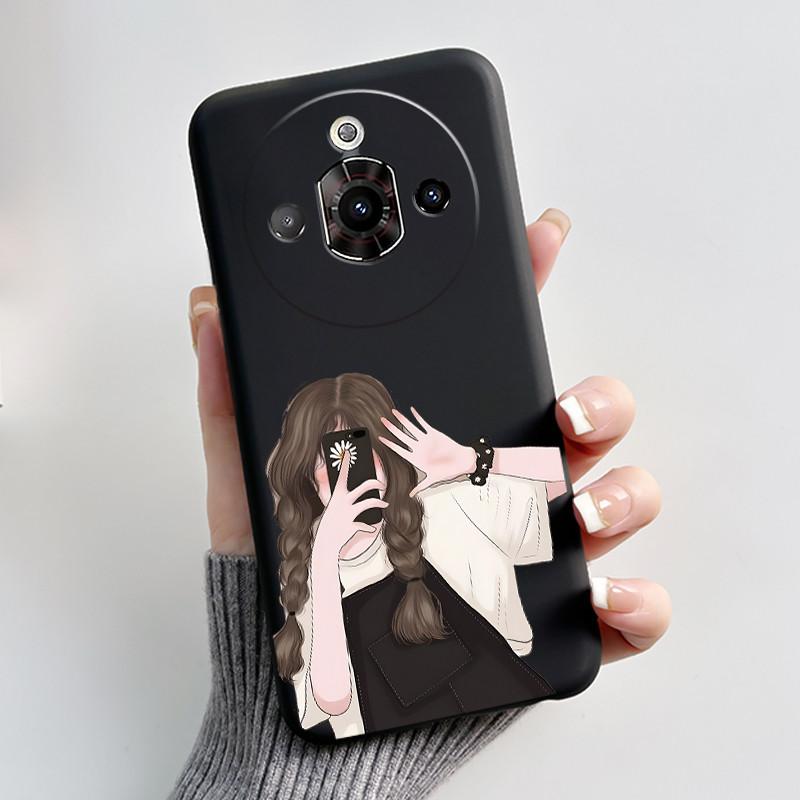 For ZTE Nubia Focus Pro 5G Case Z2351N Luxury Cute Heart Rabbit Soft TPU Silicon Matte Black Phone Casing Shockproof Back Cover