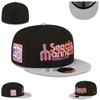 Mariners baseball cap for men and women, fully enclosed embroidered flat-brim cap, non-adjustable, sun-protective duckbill cap