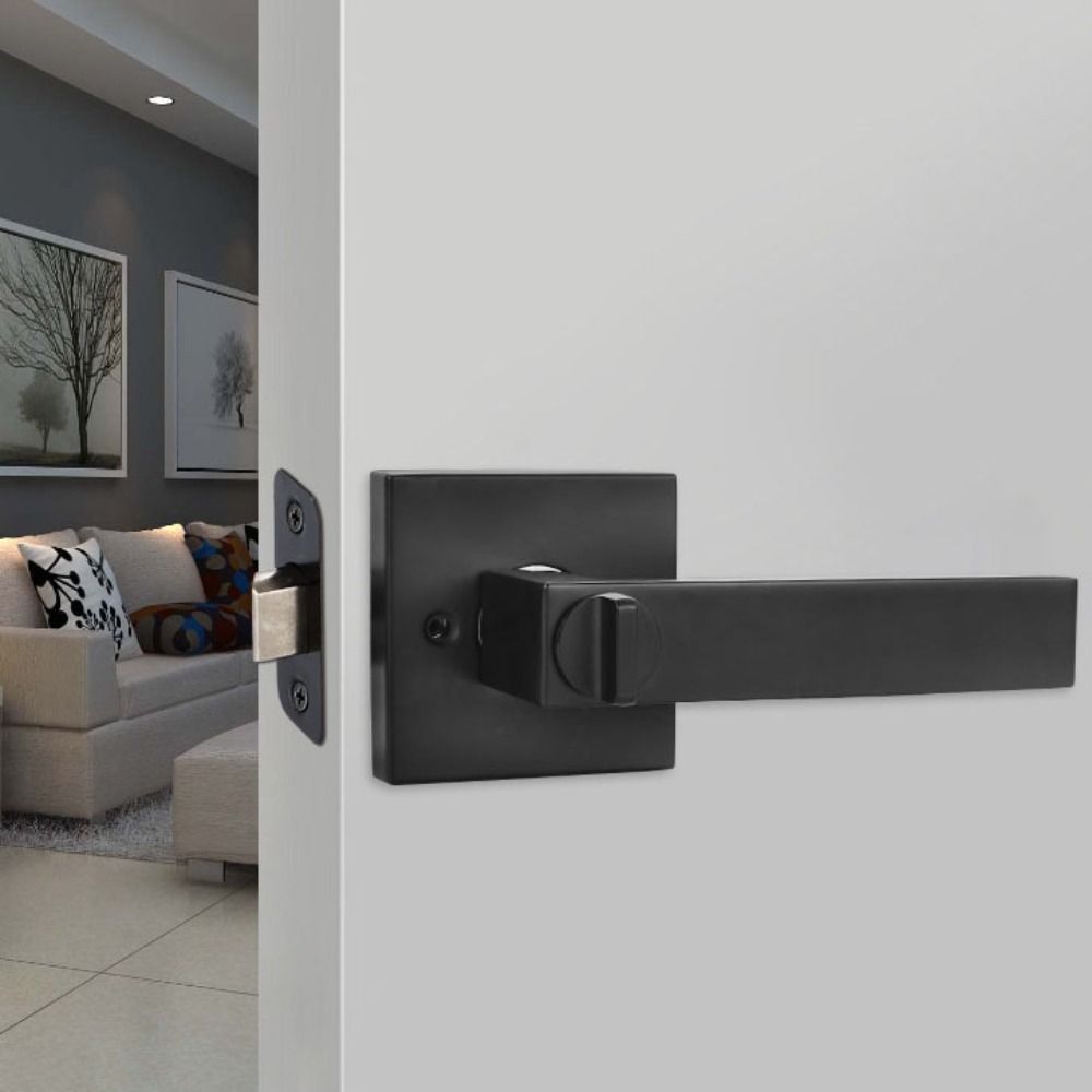 Square Three-Bar Door Lock Modern Style Interior Bedroom Burglar Lock Three-pole Handle Lock Home