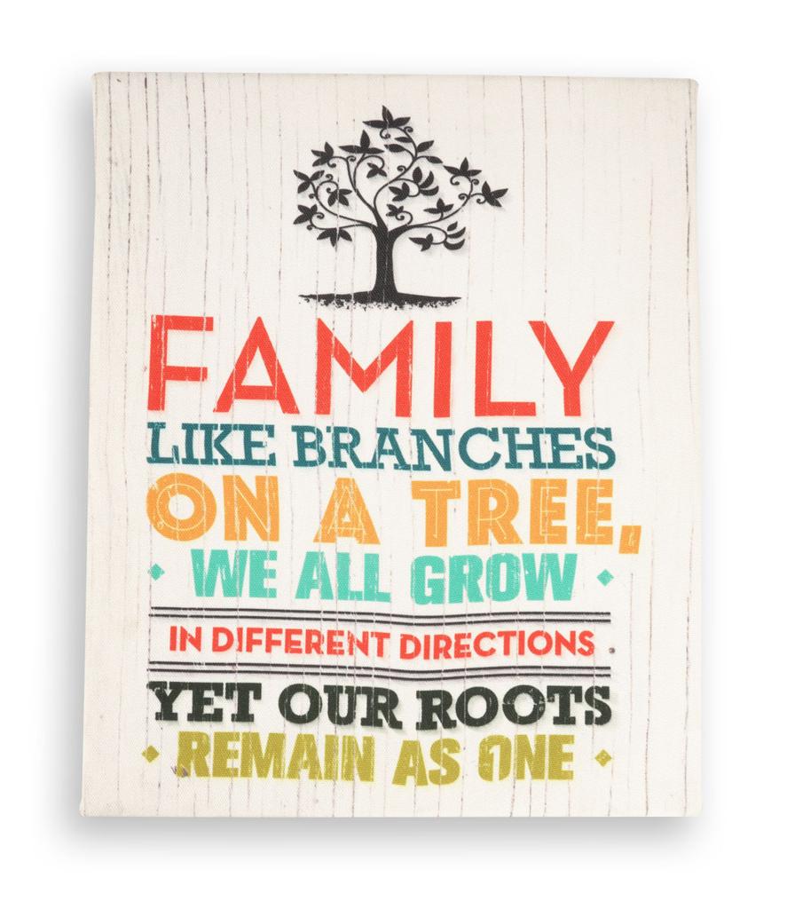 Inkdotpot Stretched Canvas Quotes Family Like Branches On A Tree,We All Grow In Different Direction Yet Our Roots Remain As One