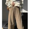Fashion Women Drawstring Loose Casual Wide Leg Pants Autumn Fleece High Waist Winter Velvet Trousers for Women Elegant Solid Straight Lady Pants 2357