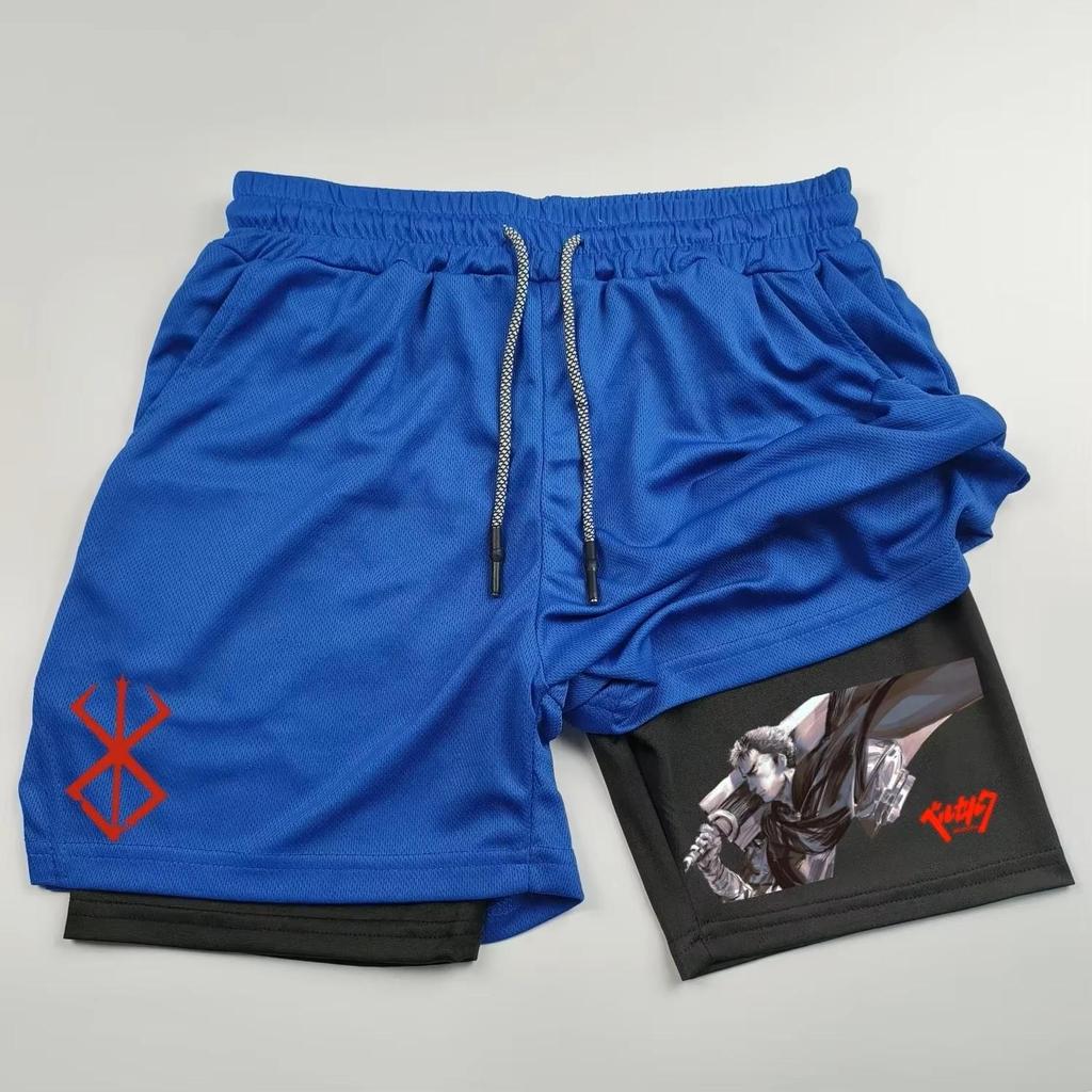 Berserk Muay Thai Kick Boxing UFC MMA Mixed Marcial Art Shorts Anime Men Women Unisex Double Layer Quick Dry Breathable Sport Gym Fitness Workout