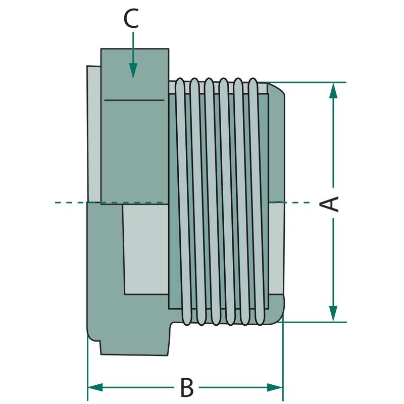 Threaded plug PVC-U 3/4 inch 32 PN 16 bar drip line
