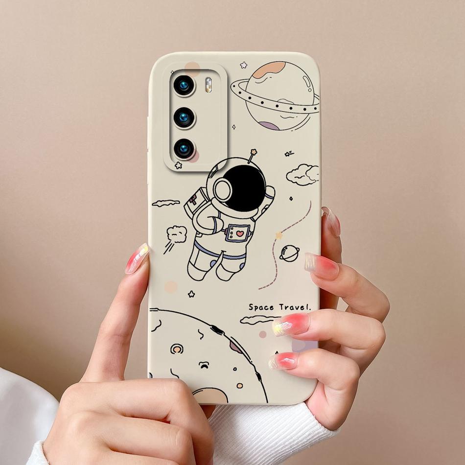 Чехол для Huawei P40 Pro Цветок Пилот Задняя крышка Мягкий Жидкий Силикон Защита Камеры Чехол для Телефона Для Huawei P 40 P40Pro Coque