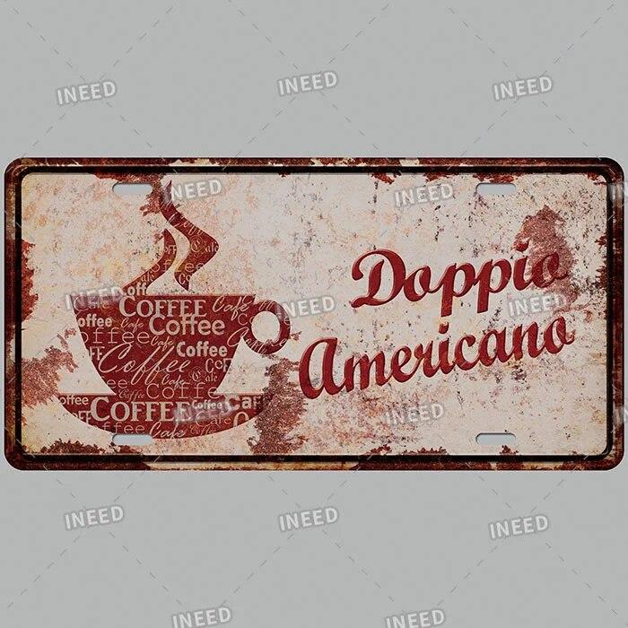 Metal Tin Signs Coffee License Plate Vintage Metal Plaques Retro Tin Plate for Cafe Kitchen Home Living Room Door Wall Art Decor