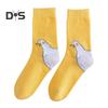 1 Pair Couple Winter Cartoon Socks Goose Duck Printing Mid-tube High Elasticity Wrapping Anti-slip Socks Comfort Warmth Sleeping Socks