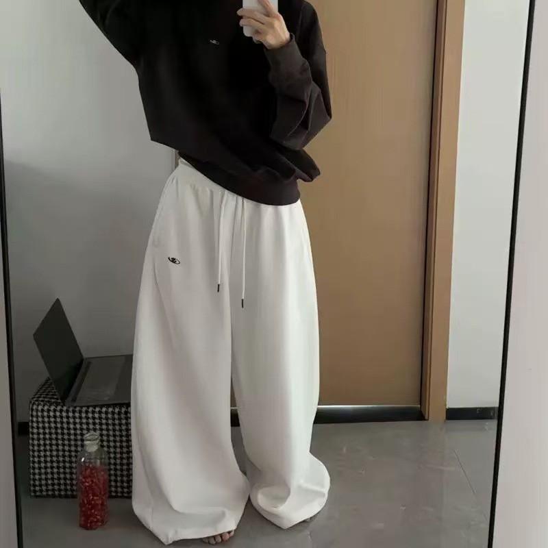 Womens Retro Loose Wide Leg Sweatpants Streetwear Hip Hop Casual Trousers