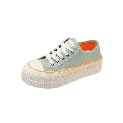 Модные парусиновые туфли для отдыха для женщин 2024 года, весна/лето/осень, новые универсальные дышащие мятно-зеленые спортивные туфли на толстой подошве