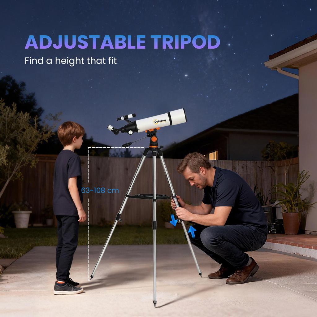 Astronomy Telescope For Adults And Beginners With 80 Mm Aperture Carry Bag White