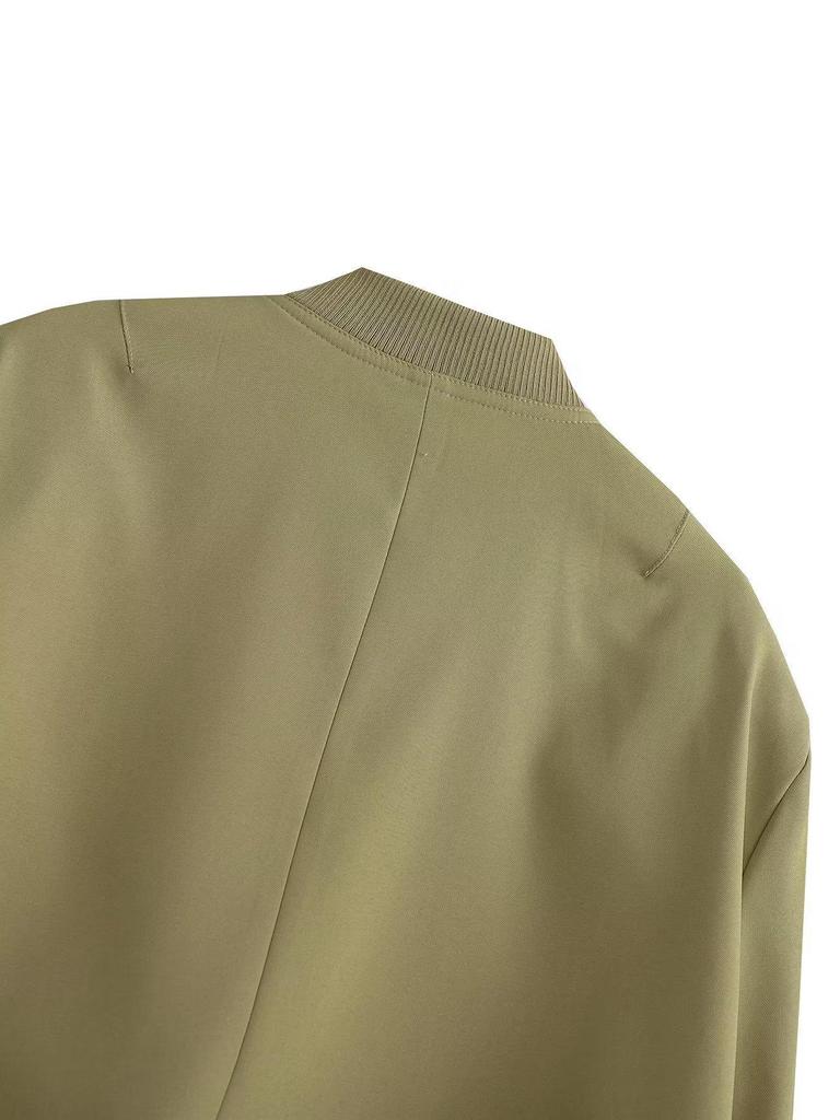 2024 Women's European & American Style Autumn Bomber Jacket with Large Pockets