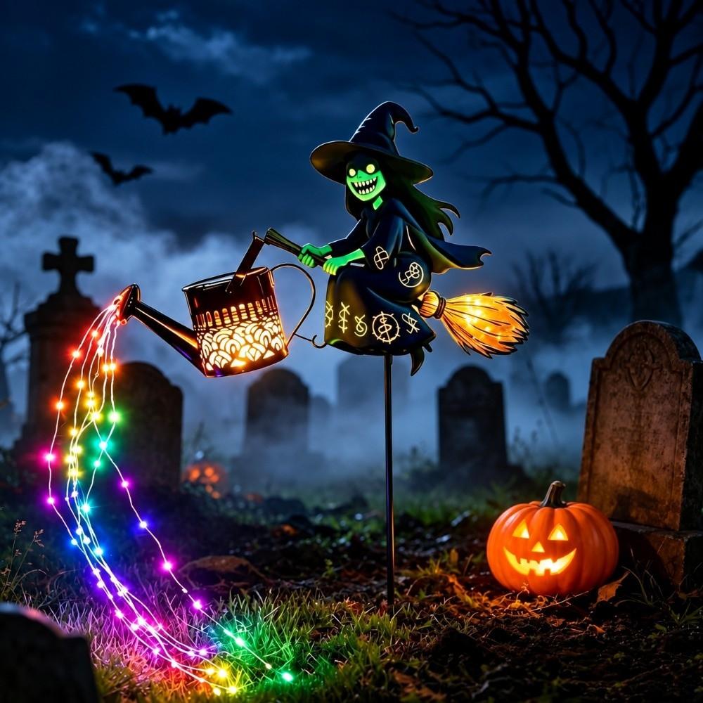 Waterproof Witch Lawn Lamp Solar Powered Witch Garden Light Halloween Solar Lights Holiday Party