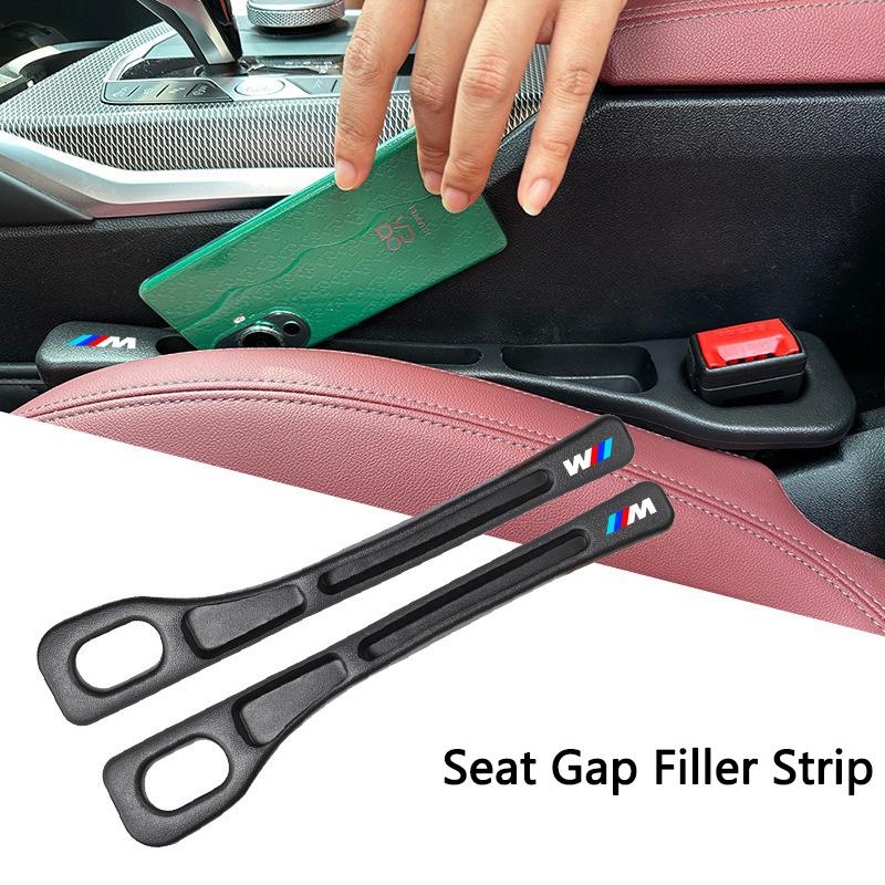 BBIJ5 For BMW M 2Pcs Car Seat Gap Filler Organizer PU Waterproof Car Seat Gap Anti-leak Stopper Strip 2Slot Seat Gap Storage Organizer