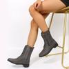 Ladies Shoes Belt Buckle Women's Boots Fashion Solid Daily Boots Women Zip Round Toe Shoes for Women Mid-Calf
