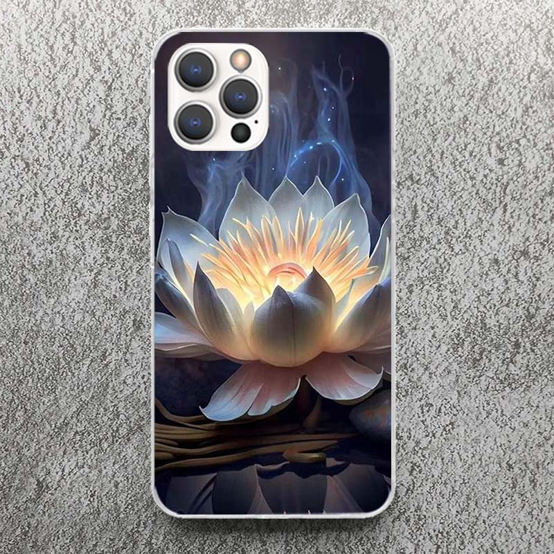Чехол для телефона с сине-белыми цветами лотоса для Apple iPhone 16 15 14 13 12 11 Pro Max Mini XS XR X 7 Plus 8 + SE Мягкий силикон Печать Sh